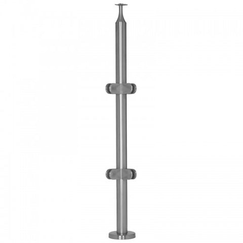 Stainless Steel Round Corner Railing Post for Glass 40"