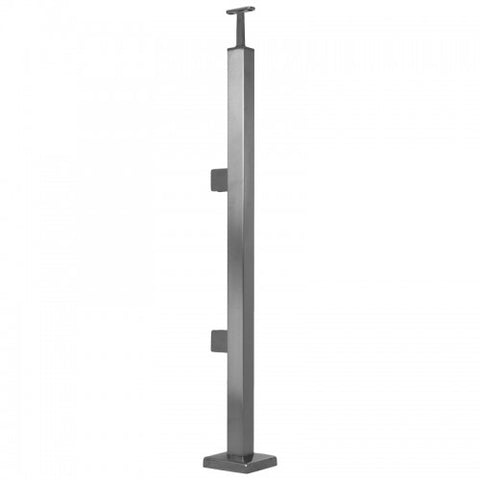Square Stainless Steel End Railing Post for Glass 40"