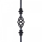 1/2"SQ. Double Collar with Basket Tubular Picket 44" - Satin Black