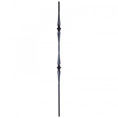 1/2"SQ. Double Collar Spoon Tubular Picket 44" - Satin Black