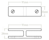 Standard Ultra Slim Frameless 180∞ Glass Connector for Glass to Glass (10-12mm GLASS) - Satin Finish